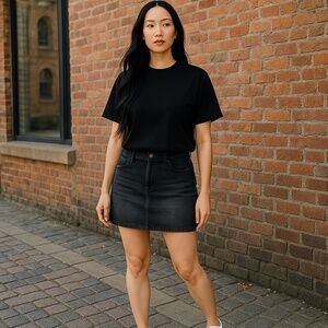 Juniors’ SO Mid-Rise Denim Mink Skirt - Zip & Button - SIZE 5 / 27  Black - NEW